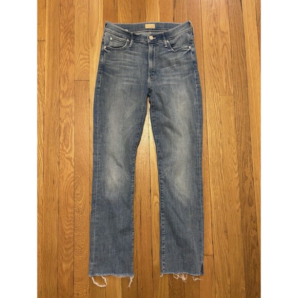 Mother The Rascal Ankle Snippet Jeans Well Played Frayed Crop Blue Size 26 - Picture 2 of 16